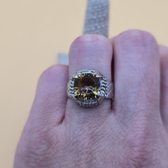 Size 8.5 Silver Plated Over Copper Rainbow Quartz Gem Ring A4571 - Picture 4 of 8